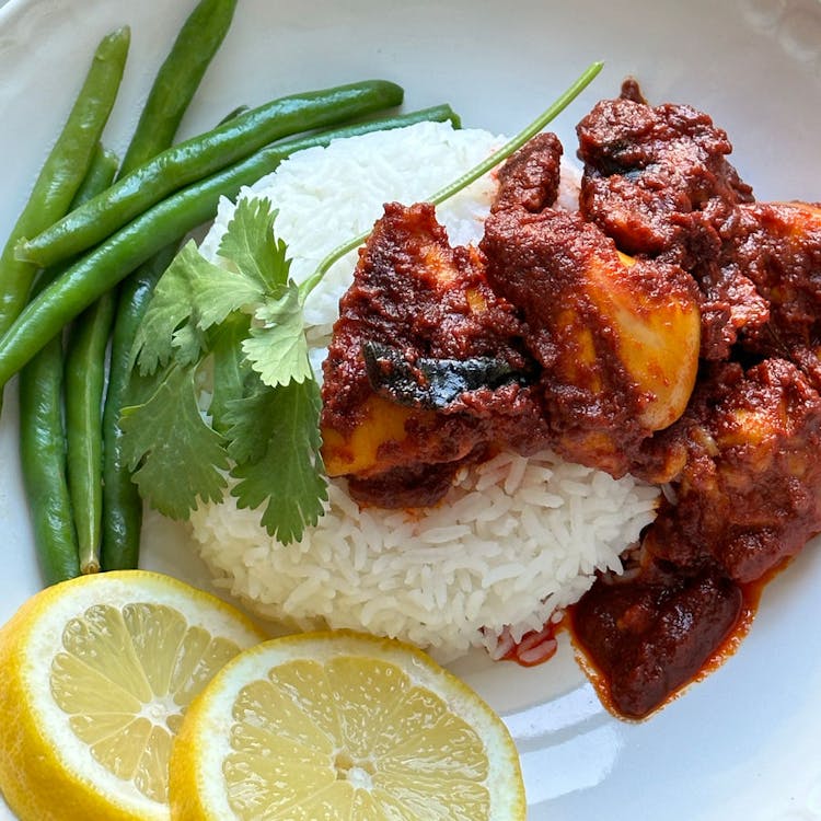 Spicy Chicken Ghee Roast- Mangalorean Semi Gravy With Rice  image